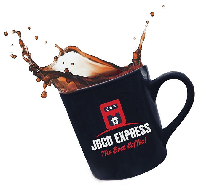 JBCD Express Logo on a cup of coffee